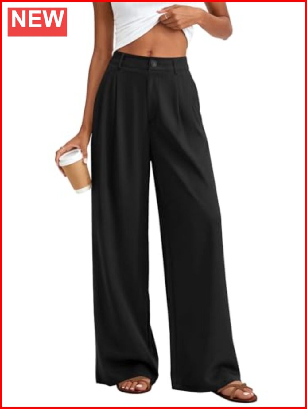 Wide Leg Palazzo Pants High Waisted Pleated Flowy Trousers